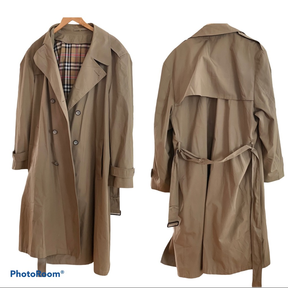 Made In The USA Tan Trench Coat Plaid Lining